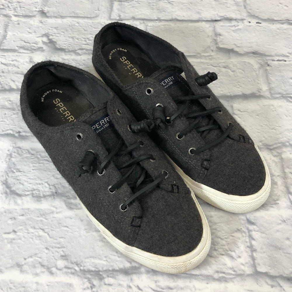 Sperry Top Sider Dark gray loafer shoes sneakers Size 9 Leather laces
